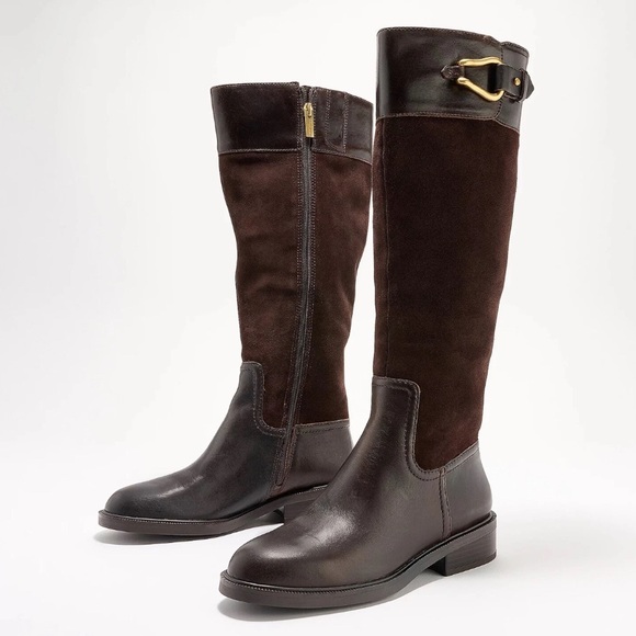 Vince Camuto Shoes - Vince Camuto Andalian 2 Brown Leather & Suede Knee High Boots | 7.5M Wide Calf N